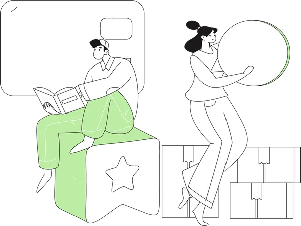 Boy And Woman Doing Shopping Payment Using Card  Illustration