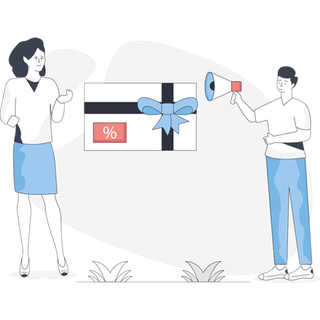 Boy  announcing discount shopping  Illustration