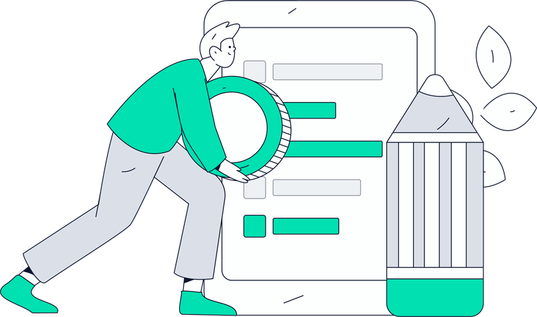Boy answering customer feedback questions Illustration