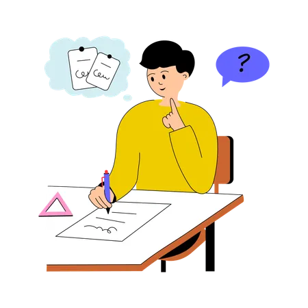 Boy appearing for exams  Illustration