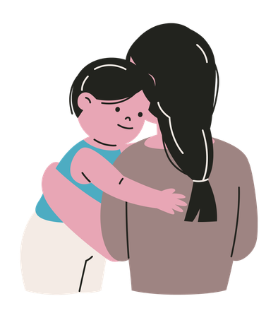 Boy Ask for Hug to his mother  Illustration