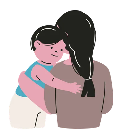 Boy Ask for Hug to his mother  Illustration