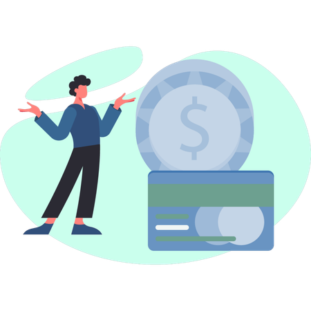 Boy asking about credit money  Illustration