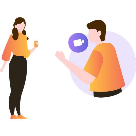 Boy asking girl for video call  Illustration