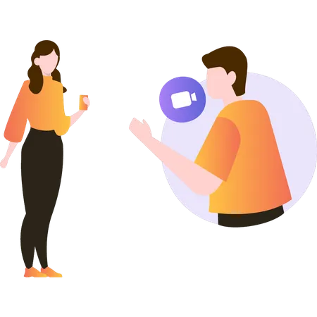 Boy asking girl for video call  Illustration