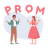 prom with balloons illustration