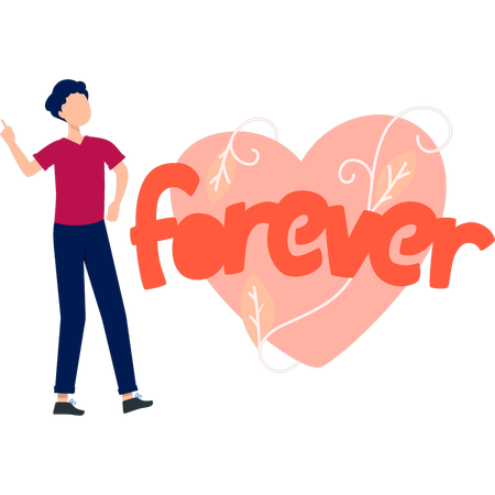 Boy asking love forever heart  Illustration