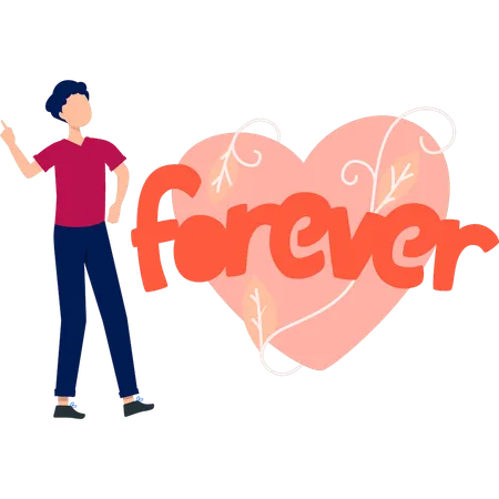 Boy asking love forever heart  Illustration