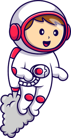 Boy Astronaut Flying With Rocket  Illustration