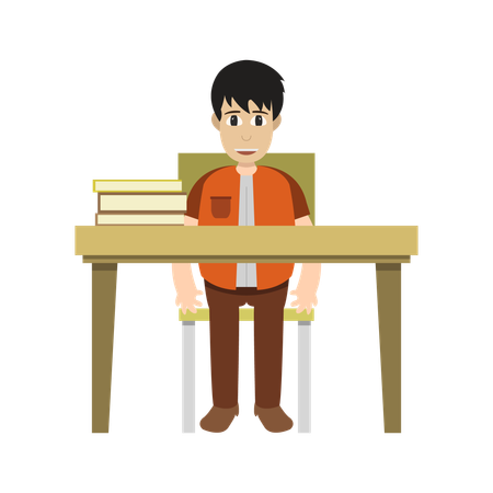 Boy At School  Illustration