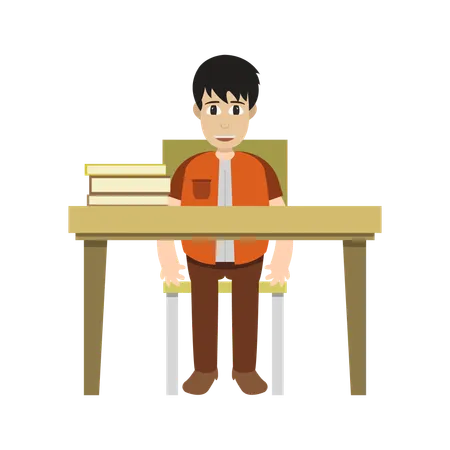 Boy At School  Illustration