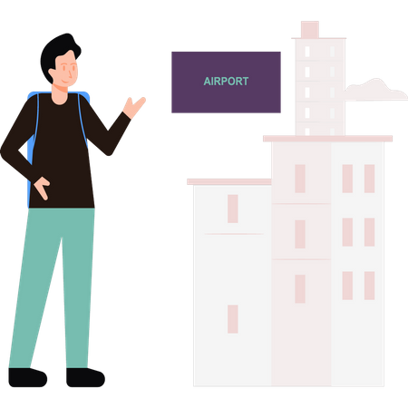 Boy at the airport  Illustration