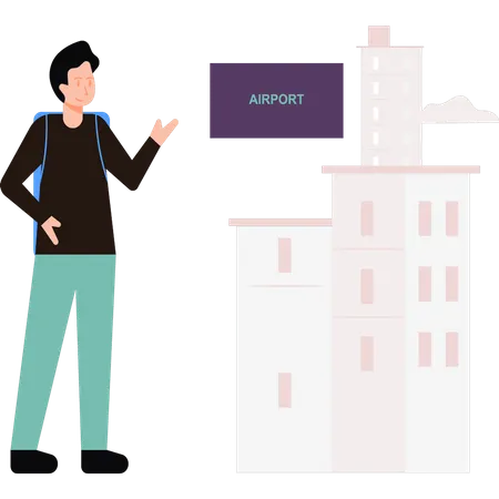 Boy at the airport  Illustration