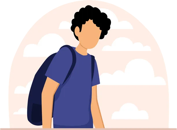 Boy at travel destination  Illustration