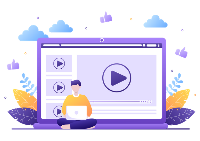 Boy attending online class  イラスト