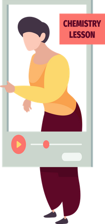 Boy attending online class  Illustration