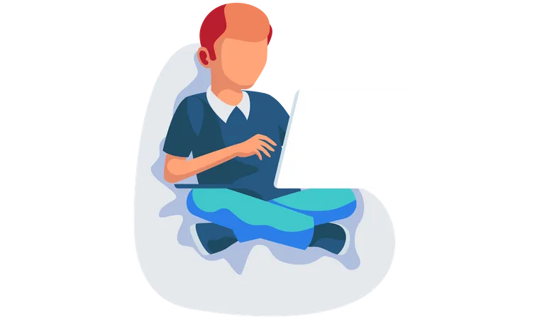 Boy attending online lecture  Illustration