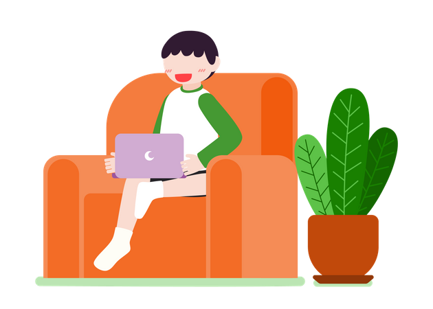 Boy attending online lecture  Illustration