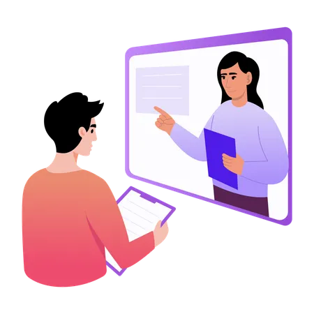 Boy attending online lecture  Illustration