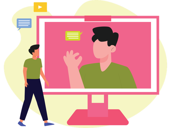 Boy attending Online meeting  Illustration