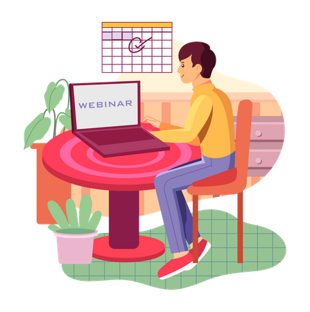 Boy attending webinar  Illustration