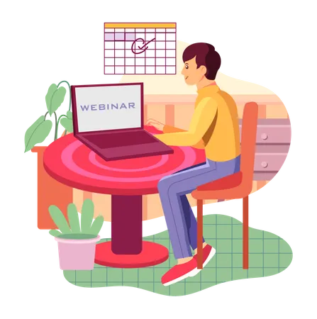 Boy attending webinar  Illustration