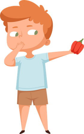 Boy avoiding vegetables  Illustration