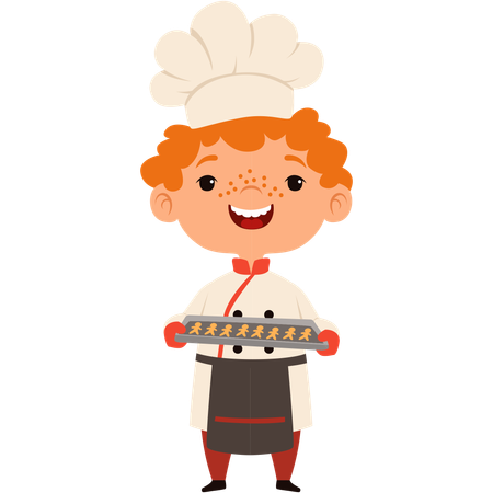 Boy baking cookies  Illustration
