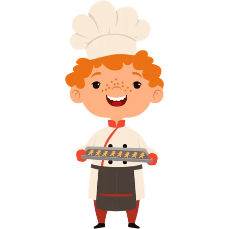 Boy baking cookies  Illustration