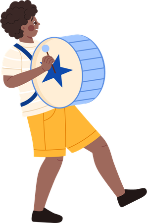 Boy beating drum  Illustration