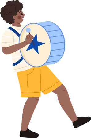 Boy beating drum  Illustration