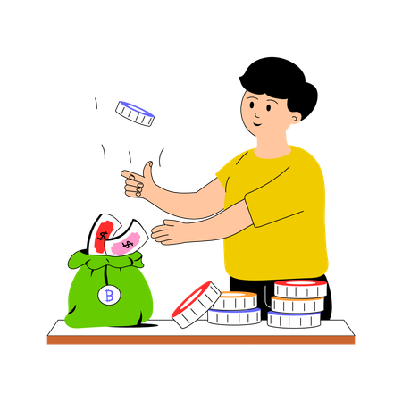 Boy became millionaire from cryptocurrency profits  Illustration