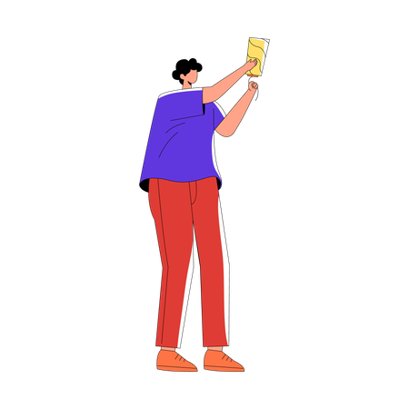 Boy blasting party popper  Illustration