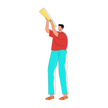 Boy blasting party popper  Illustration