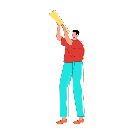 Boy blasting party popper  Illustration
