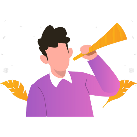 Boy blowing confetti  Illustration