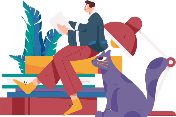 Boy Book Reader  Illustration