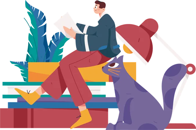 Boy Book Reader  Illustration