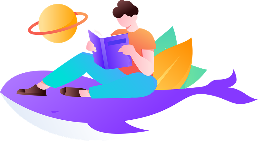 Boy Book Reader  Illustration