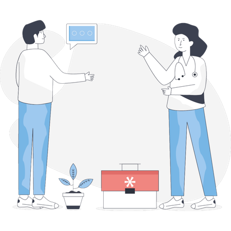 Boy  booking doctor appointiment  Illustration