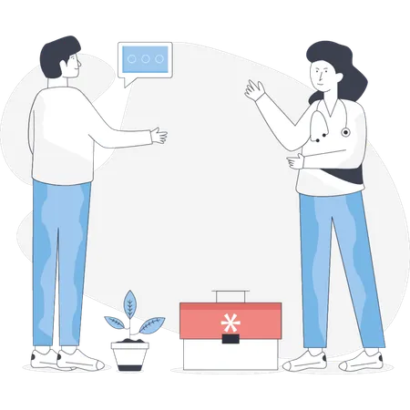 Boy  booking doctor appointiment  Illustration