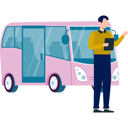 Boy booking online cab  Illustration