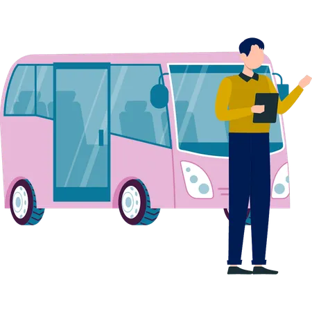 Boy booking online cab  Illustration