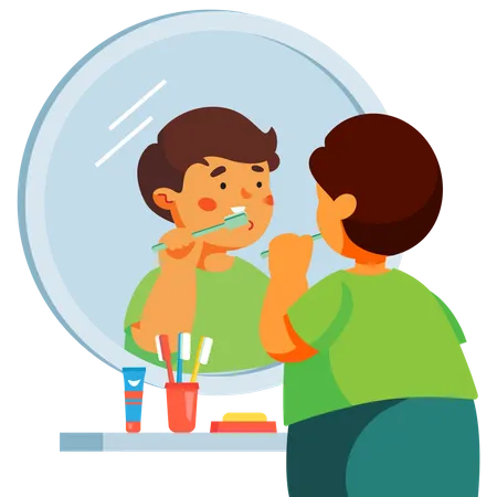 Boy brushing his teeth  Illustration