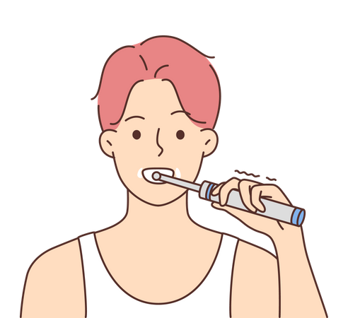 Boy brushing teeth  Illustration