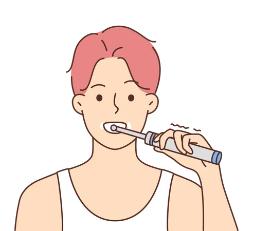 Boy brushing teeth  Illustration