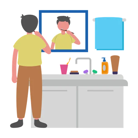 Boy Brushing Teeth  Illustration