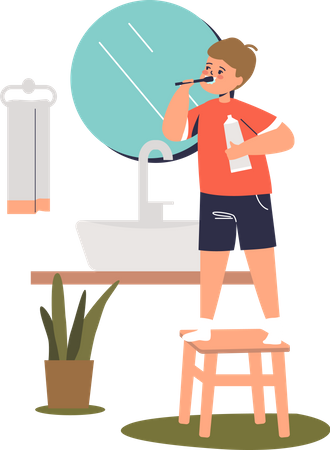 Boy brushing teeths Illustration