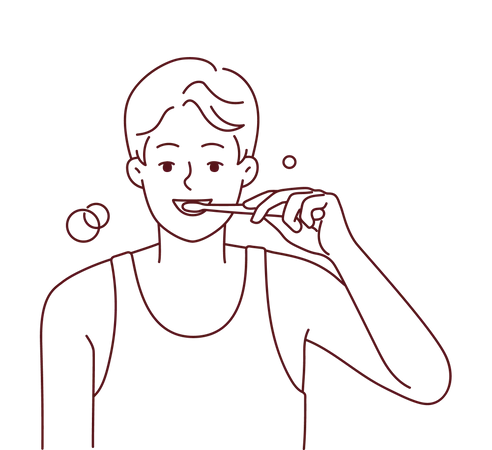 Boy brushing teeths  Illustration