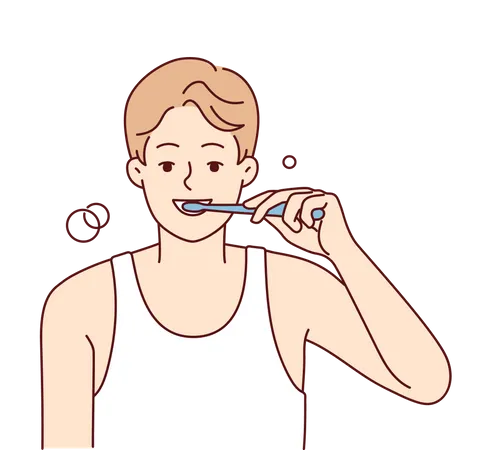 Boy brushing teeths  Illustration